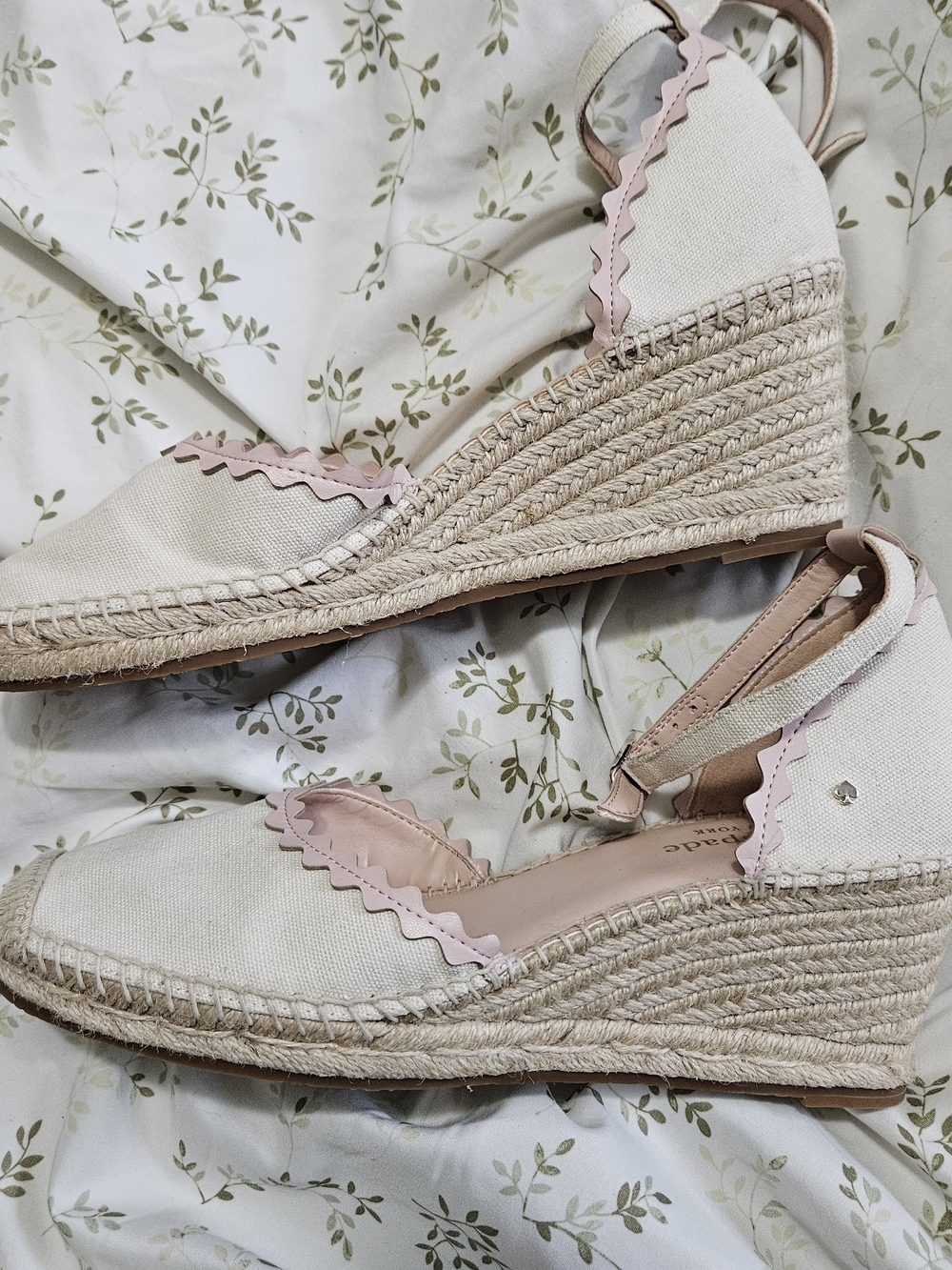 kate spade Pink & Cream Espadrille Wedge Sandals